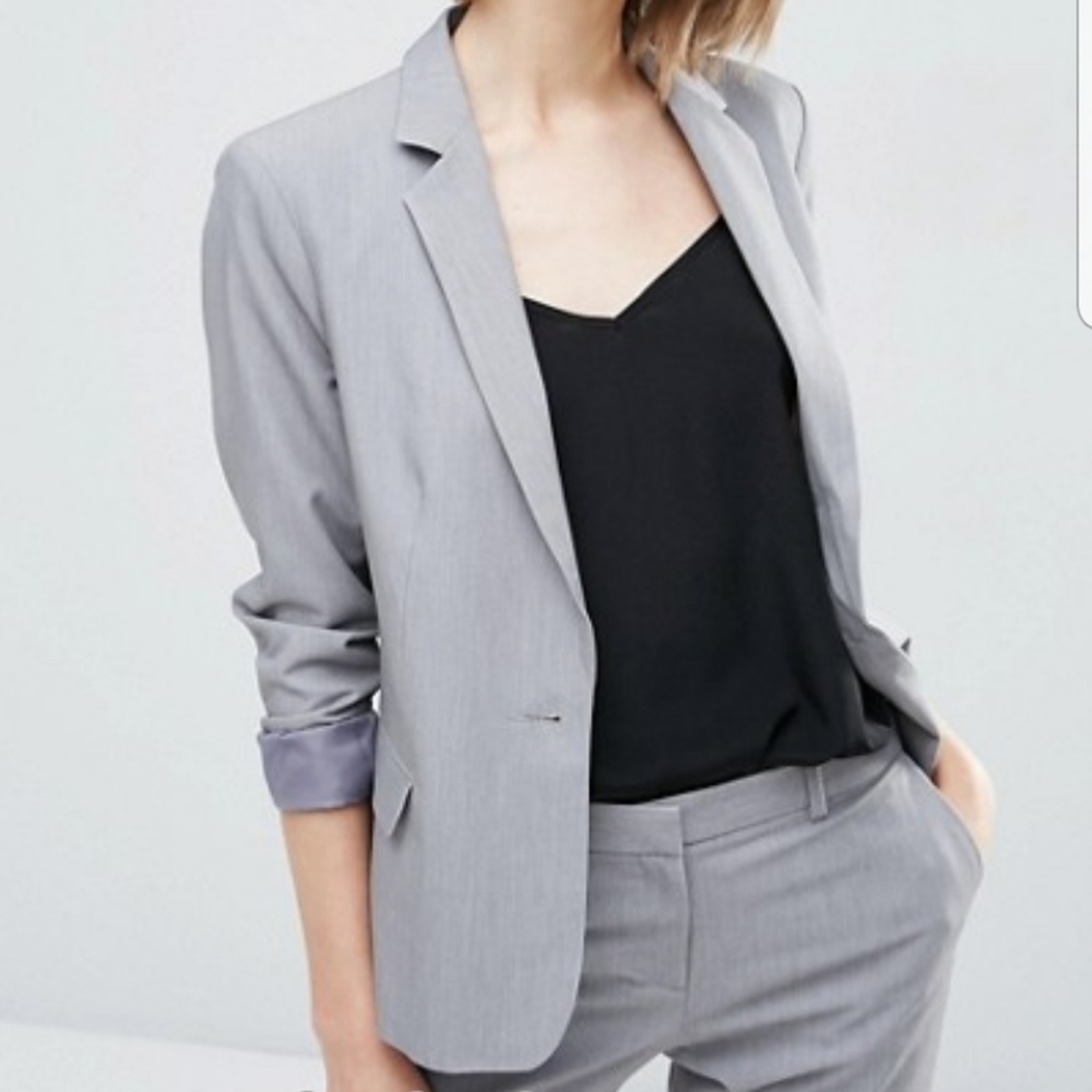 ASOS Gray Tailored One-Button Blazer Sz 6